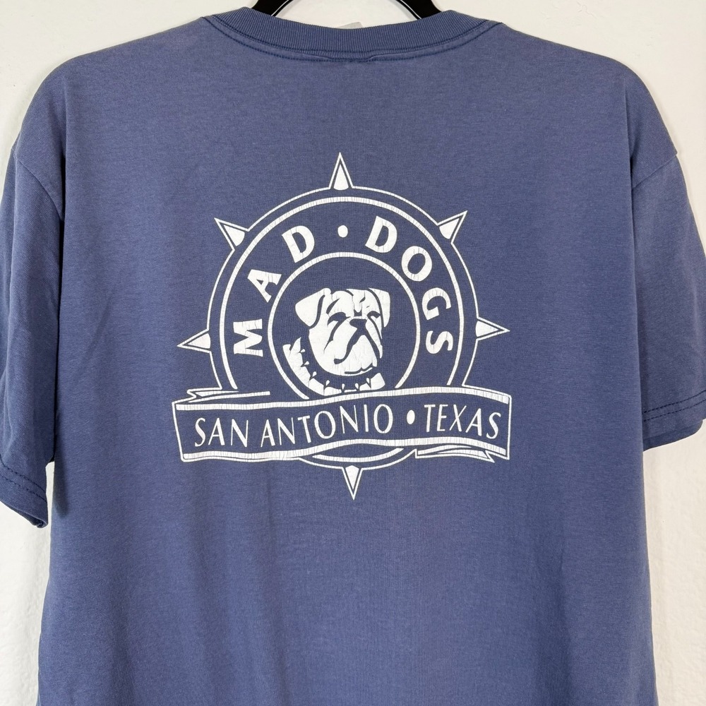 Vintage 90s Mad Dogs San Antonio Texas T Shirt Large Fruit of Loom BEST Bulldog